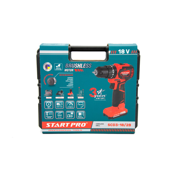 Шуруповерт аккумуляторный START PRO SCD3-18/2B BRUSHLESS
