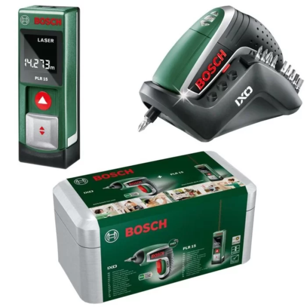 Набір шуруповерт акумуляторний Bosch IXO V + далекомір Bosch PLR 15 (0603672003)
