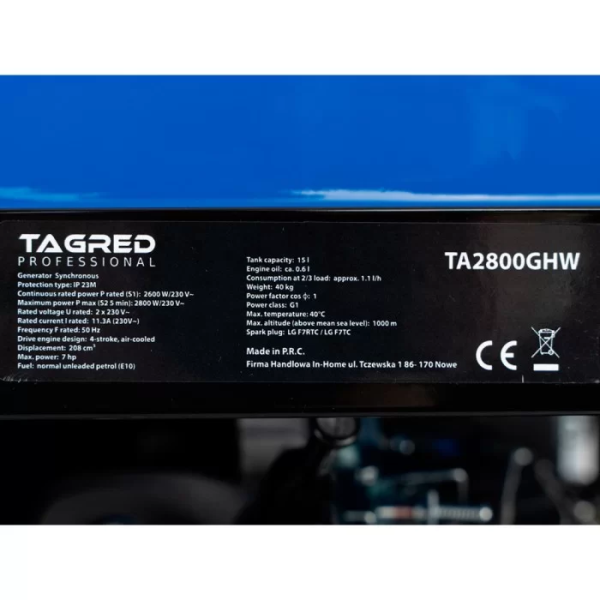 Генератор бензиновий TAGRED TA2800GHW 2.8 кВт